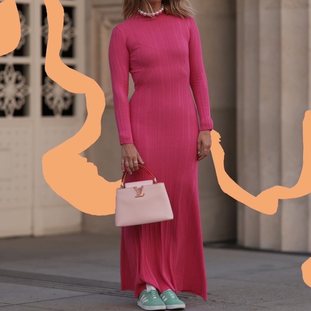 💕 ZARA Bloggers Fav Hot Pink Maxi Ribbed Knit Dress. Size SMALL. Sweater Dress - Picture 7 of 9